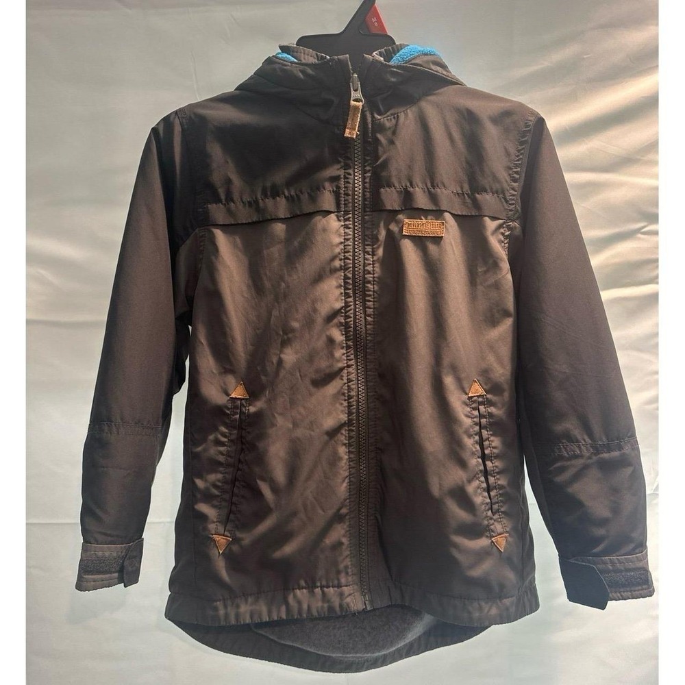 Free Country Boys Brown Fleece Lined Hooded Windbreaker Jacket Size M 10/12